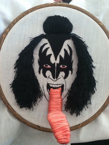 Amy Sheridan | Hand Embroidery Gene Simmons. Stump work.