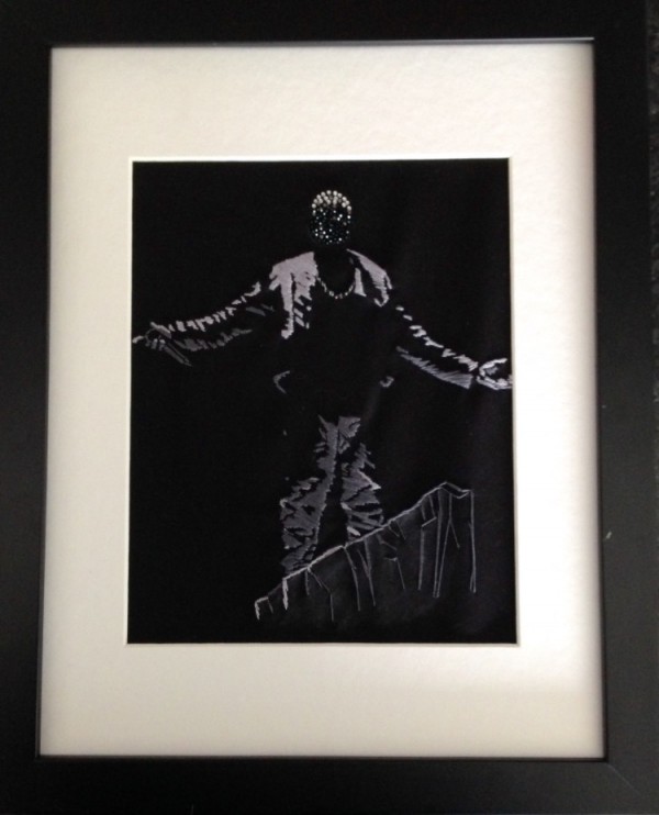 Amy Sheridan | Hand Embroidery Yeezus. Hand embroidery and rhinestones.