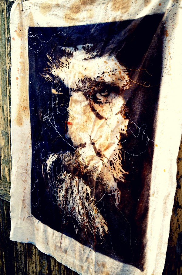 Jimmy Brunt | Hand Embroidery Jimmy Brunt's Mixed Media Portrait