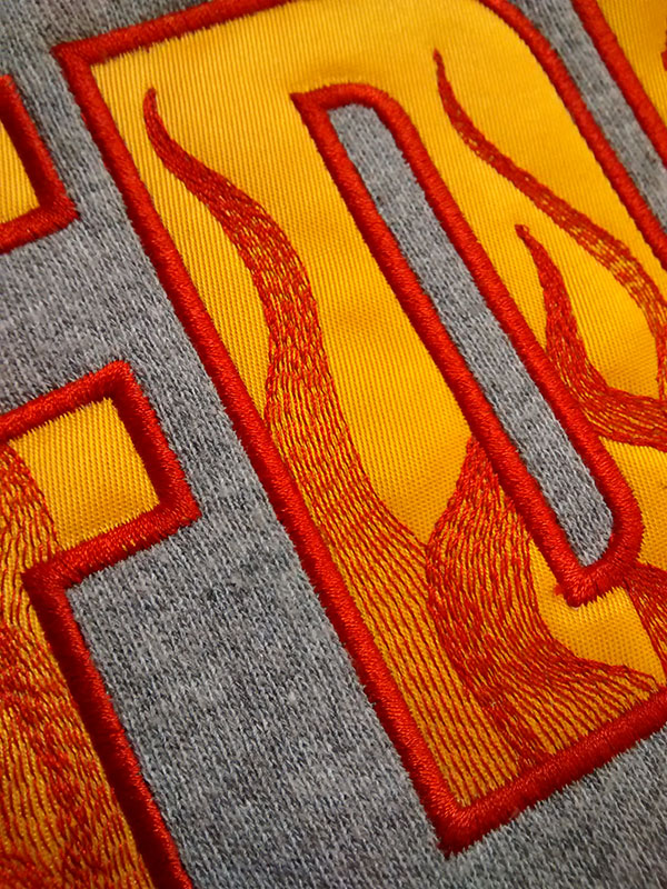 Contour Stitch Showing the effect of stitch spacing, or density.