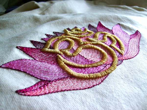 Density Is Our Destiny | Machine Embroidery Light Painterly contour fills show on this lotus design.